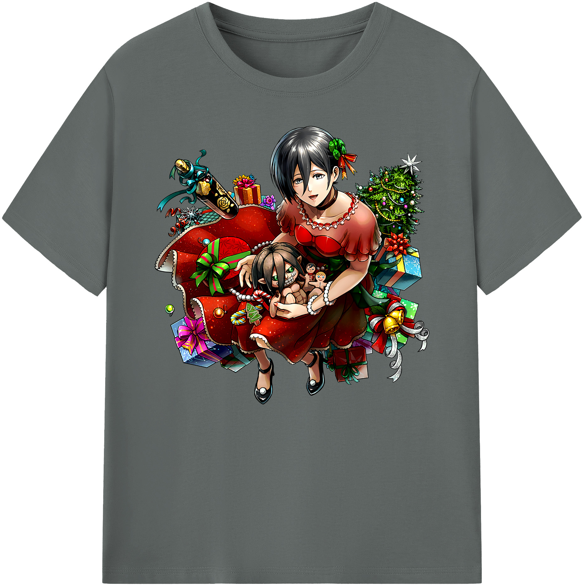 （画像用） 進撃の巨人 ミカサ·アッカーマン Attack on Titan Mikasa Ackerman 綿100％ メンズ半袖Tシャツ｜肌触りやわらか＆通気性